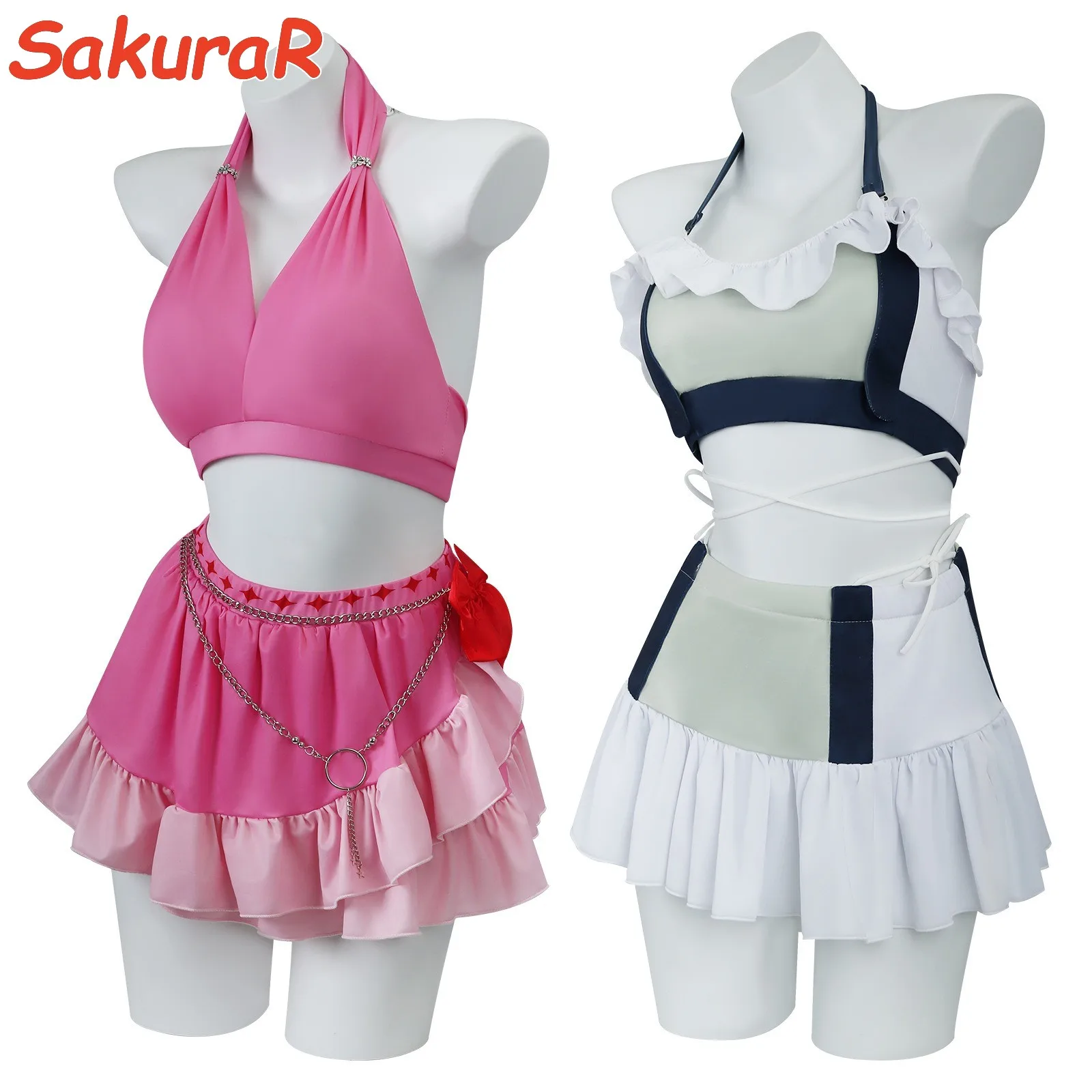 

Aerith Gainsborough Cosplay Game Final Fantasy FF7 VII Rebirth Costume Pink Summer Bikini Swimsuit Swimwear Swimming Wome