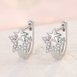 925 Sterling Silver  Earrings Vintage Star Zircon Handmade Earrings Party Accessories Jewelry Gift
