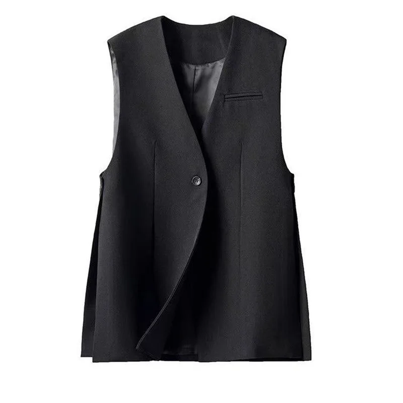 Fashionable Side Split Suit Vest Women's Style 2026 Spring Autumn New Arrival Layered Sleeveless Outerwear Short Length