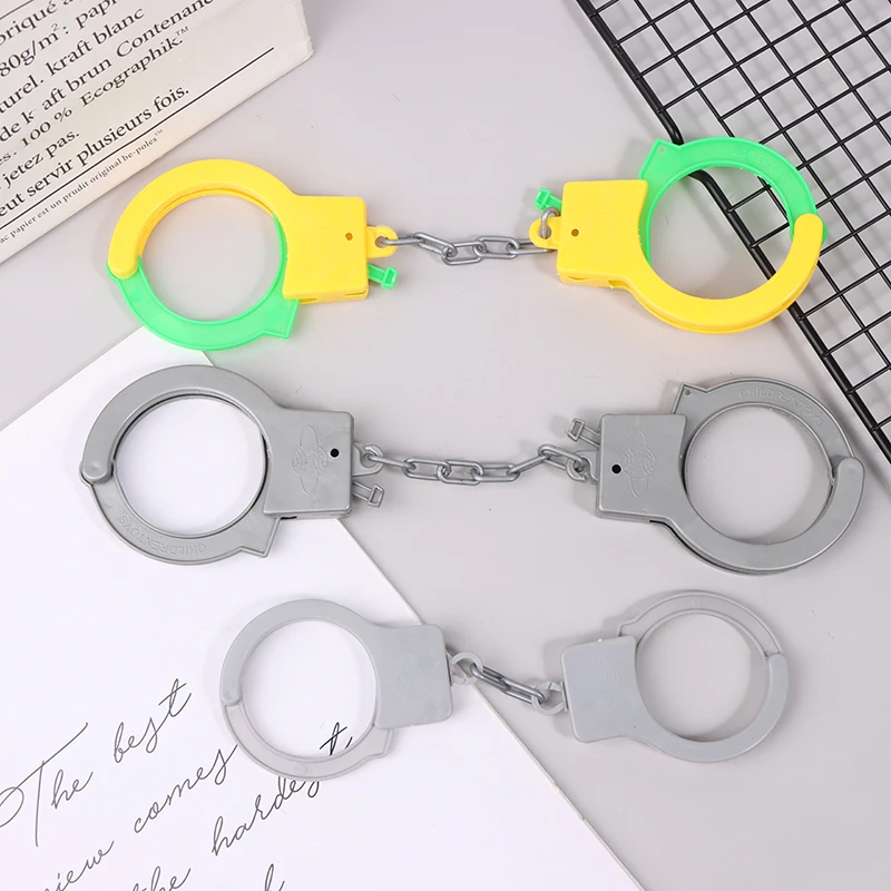 1Pair Handcuffs Toy Kids Role Play Footcuffs Props Party Drama Cosplay Police Cop Officer Costume Dress Up Playing Toys