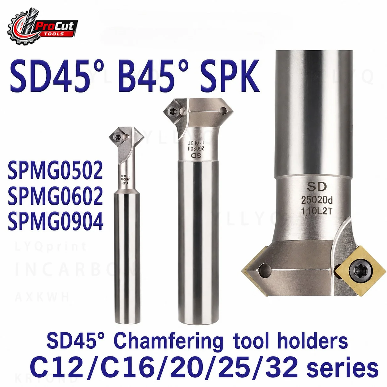SD45 45° 90° Chamfering Tool Holder, SPMG0502 SPMG0602 SPMW0903 Carbide Inserts, CNC Lathe Chamfer Cutter Accessories