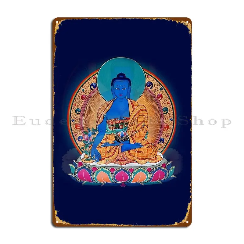 Bhaisajyaguru Medicine Buddha Thangka Metal Sign Wall Decor Cinema Wall Decor Iron Club Tin Sign Poster