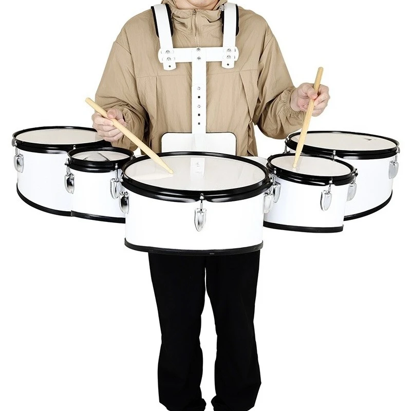 5 Drum Set Professional Back-rack Marching Drum Kit Adults Beginners Practice Drums Full Set Portable Percussion Instruments