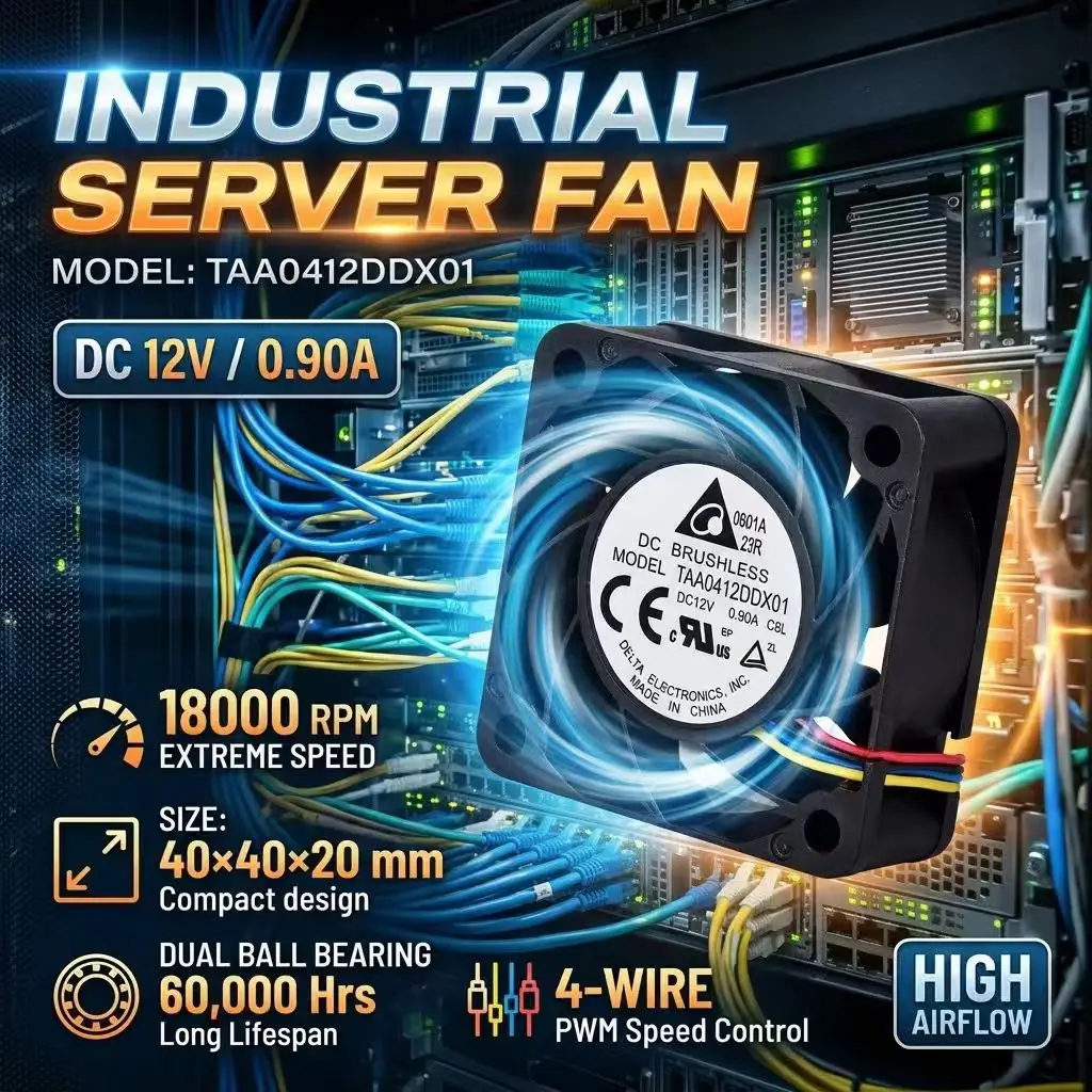 For DELTA TAA0412DDX01 DC 12V 0.90A 4028 40x40x28mm 4-Pin PWM Dual Ball Bearing Violent 1U Server Inverter Chassis Cooler Fans
