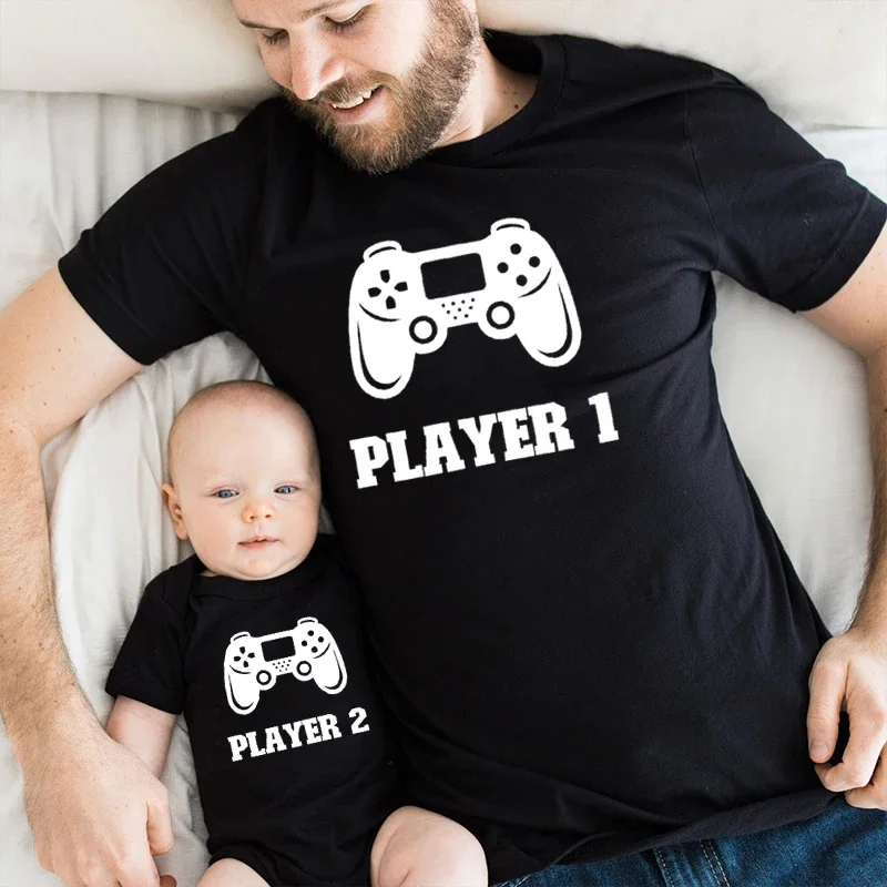 Matching Family Outfits Dad and Baby Set Father Child Outfit Baby and Dad Player T-Shirt Baby Bodysuit Family Clothing m