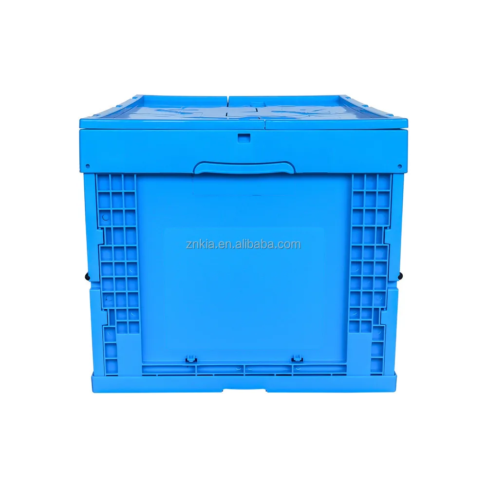 Customized Color Reusable Straight Wall 600x400x355 Mm Plastic Storage Box Container Collapsible Bin With Lid