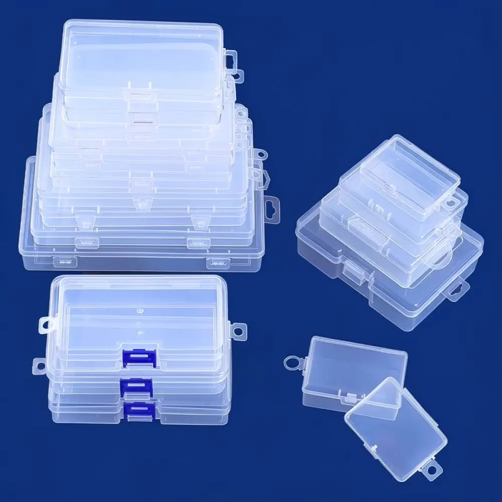 Rectangular PP Organizer Box Durable Storage Bin With Lid For Desk Stationery Fishing Gear Hardware Parts