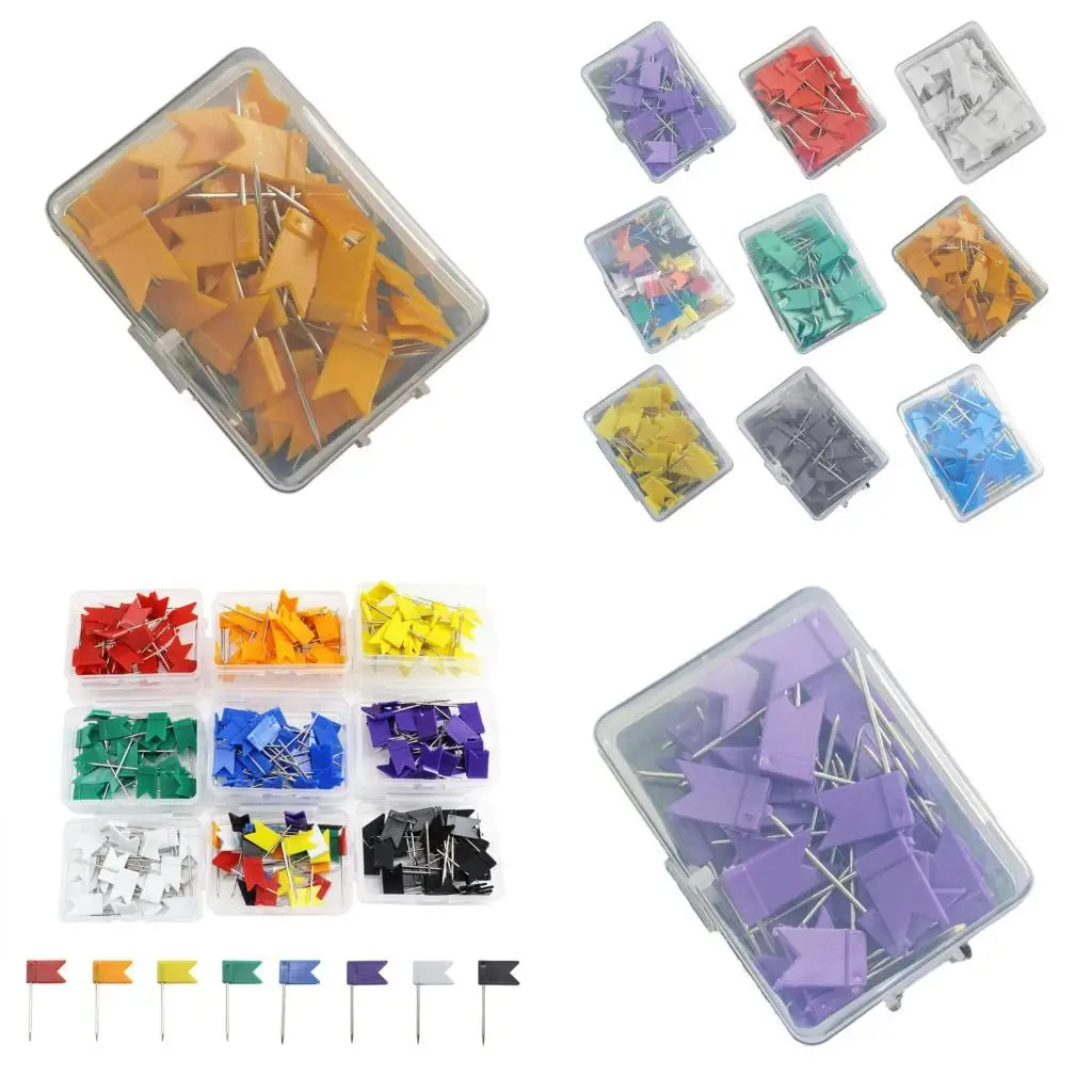 50pcs Colorful Push Pins Flag Pins Poster Pins Thumb Tacks for Map Photos  D2RC