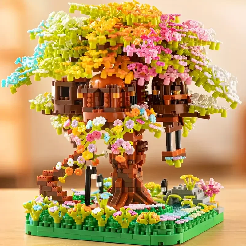 1000-piece Rainbow Tree Building Blocks: A novel, creative, educational small-particle assembly/stacking toy. The perfect gift.