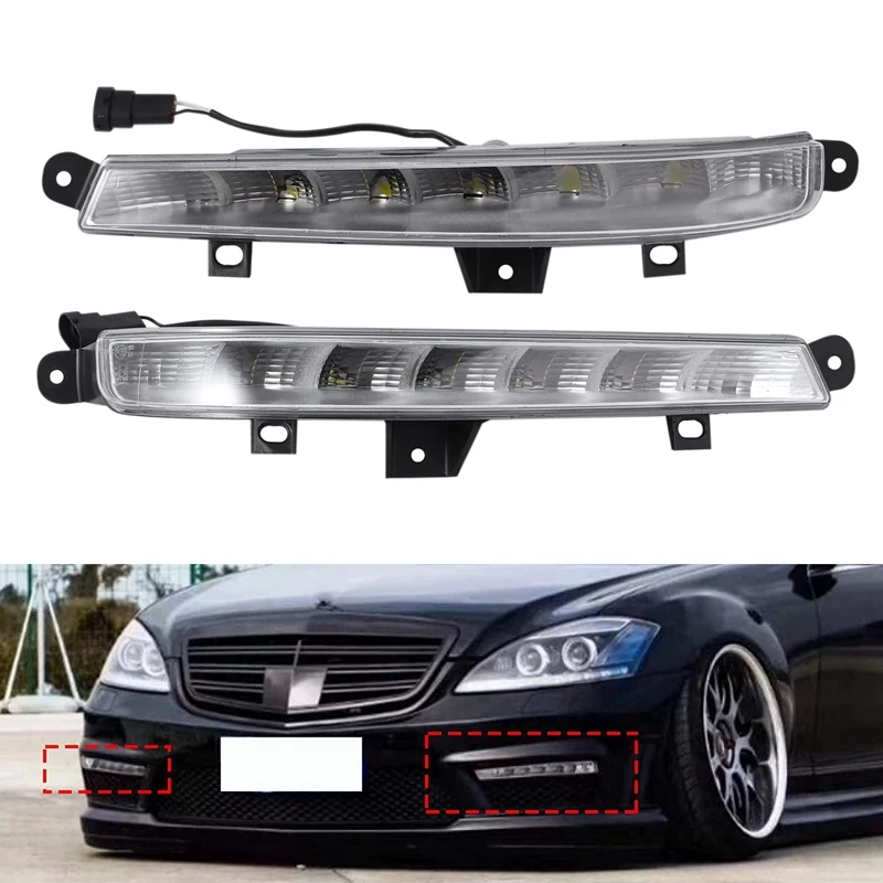 Car Side DRL LED Fog Lamps Lights Daytime Running Lights For Mercedes Benz W221 S63 AMG 2007-2013