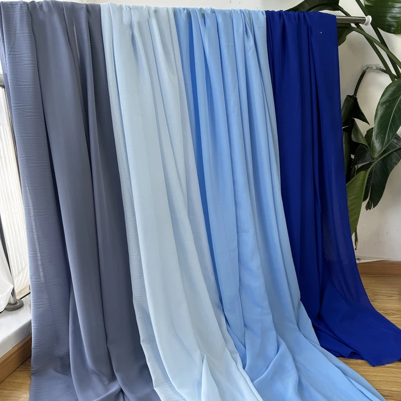 Blue Green Soft Chiffon Fabric Wedding Celebration Curtain Cloth Mesh Layout Chair Back Yarn Encryption DIY Tutu Material