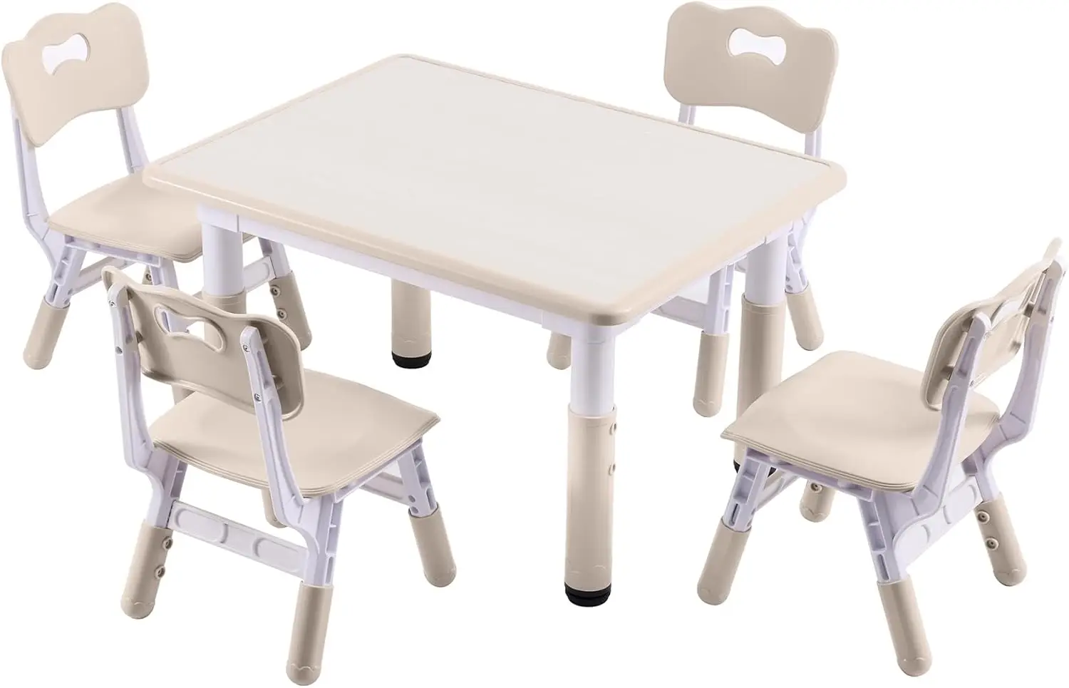 Juego de mesa y 4 sillas para niños de altura ajustable, juego de mesa y sillas para niños pequeños con escritorio Graffiti, 31,5 pulgadas de largo x 23,6 pulgadas de ancho para niños