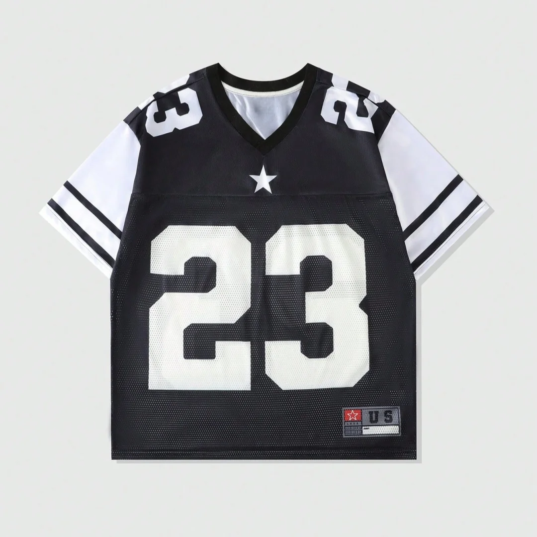Neues heißes Damen- und Kinder-Sommer-Y2K-Mode-Freizeitshirt, Street-Retro-Hip-Hop-23-Shirt, V-Ausschnitt, locker, atmungsaktiv, schnell trocknendes T-Shirt – Detail 12