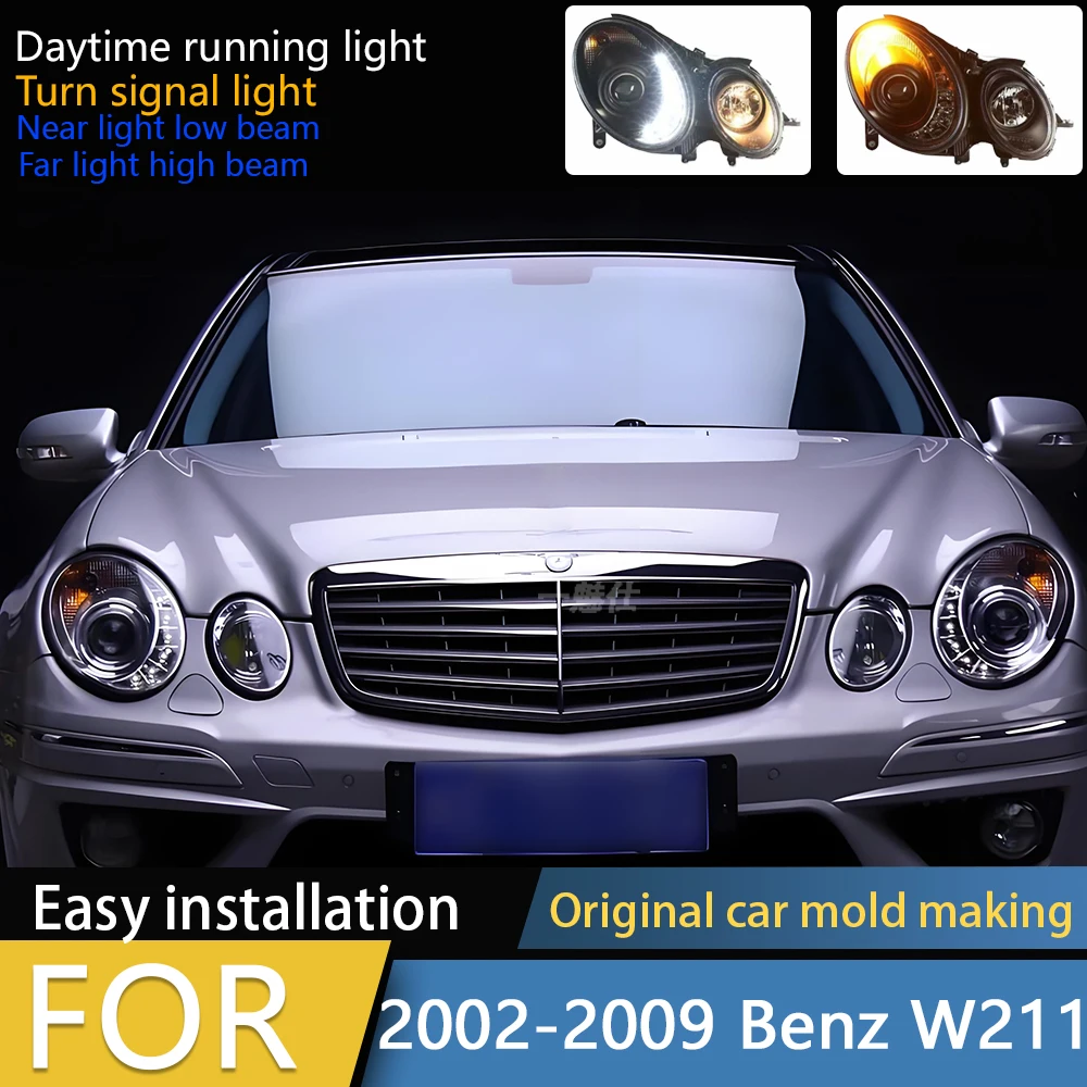 

Для Mercedes-Benz W211 Фара Светодиодная DRL Фара 2002-2005 Галогенная Автомобиль 2002-2005 HID Автомобиль 2006-2009 Галогенная Автомобиль