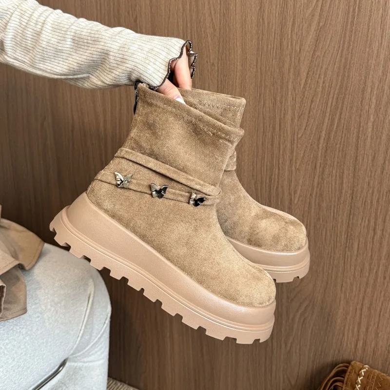 High-ankle Height Women's Chelsea Single Boots 2026 New Style Short Boots for Petite Ladies with Cylindrical Shape