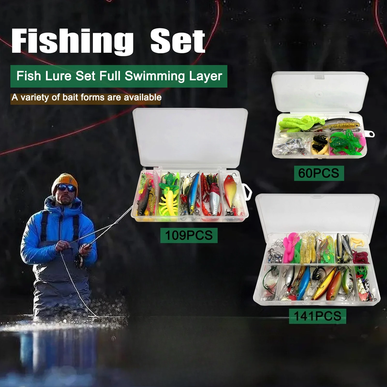 الصيد 26/60/109/141/187 قطعة الصيد إغراء عدة ل سمك السلمون المرقط/بايك/باس متعدد إغراء الصيد مجموعة الطبقات معالجة برو والعتاد معالجة صندوق