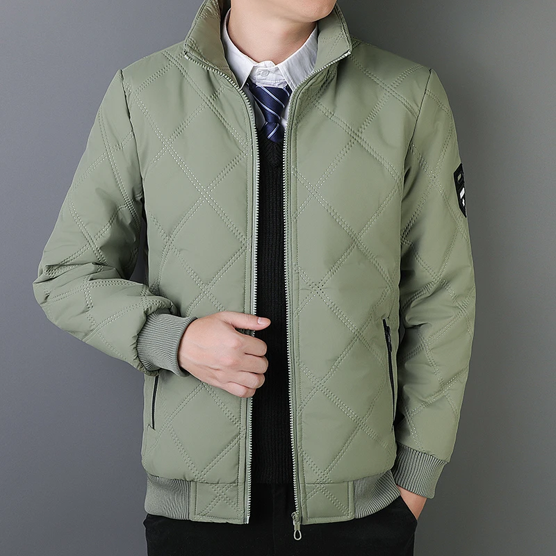

Men's Warm Quilted Jacket - Fleece Lined, Stand Collar & Water-Resistant, Perfect for Cold Hiking, Camping & Urban Fashion