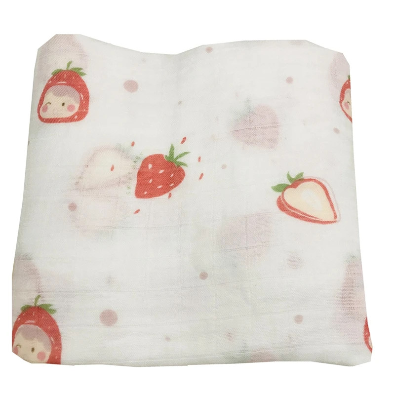 Strawberry 120x120cm Bamboo Cotton Baby Swaddles Soft Newborn Wrap Blankets Baby Muslin Swaddle Blanket Swaddle Blanket