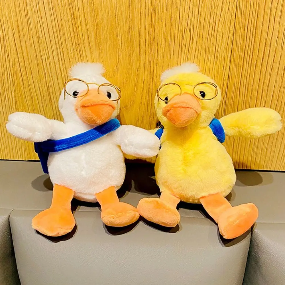 귀여운 봉제 인형 만화 노란 오리 열쇠고리 동물 부드러운 오리 가방 펜던트 귀여운 오리 인형 펜던트 백팩 키 참 장난감