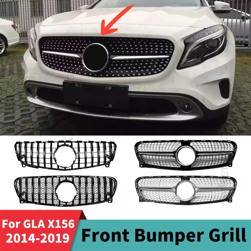 

High Quality Upper Bumper Tuning Hood Mesh Front Inlet Grille Racing Grill For Mercedes Benz GLA X156 2014-2019 Trim Styling