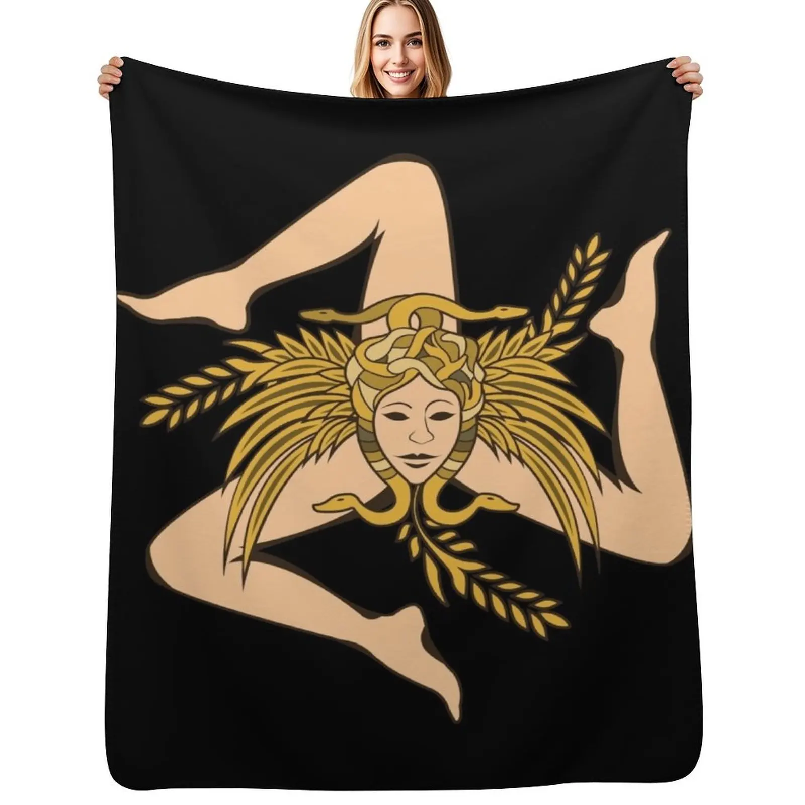 

Sicily Trinacria Throw Blanket for winter Summer Beddings valentine gift ideas Luxury Brand Blanket