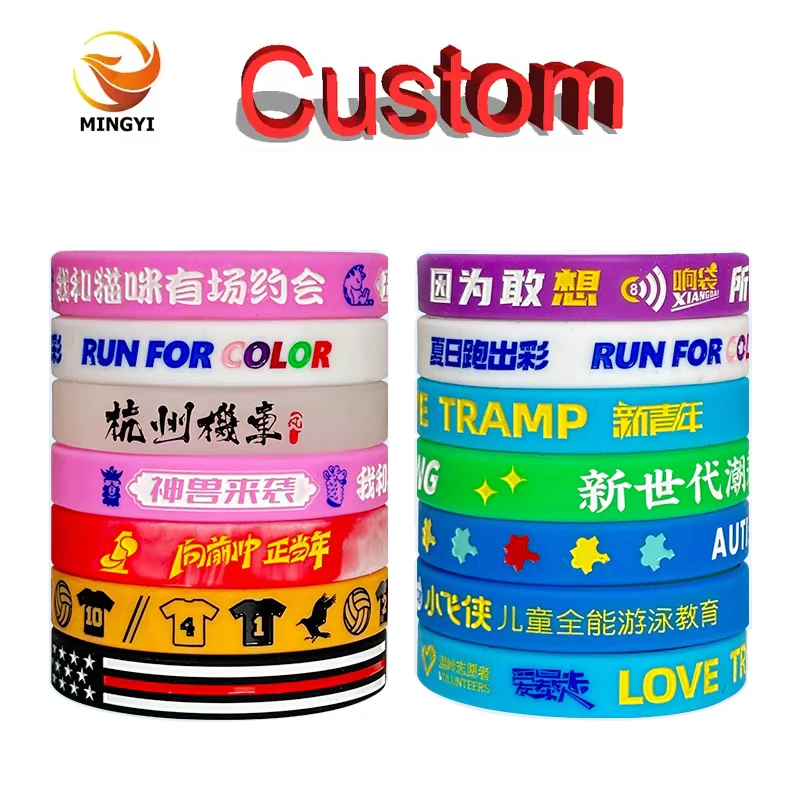 Customizable Silicone Bracelets Printed Engraved Debossed Embossed Relife Custom Wristband Personalized Band with Logo Text