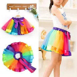 Fashion Rainbow Tutu Skirt Multicolor Gift Baby Girl Toddler Rainbow Tutu Skirt Princess Tulle Dance Dress Gift