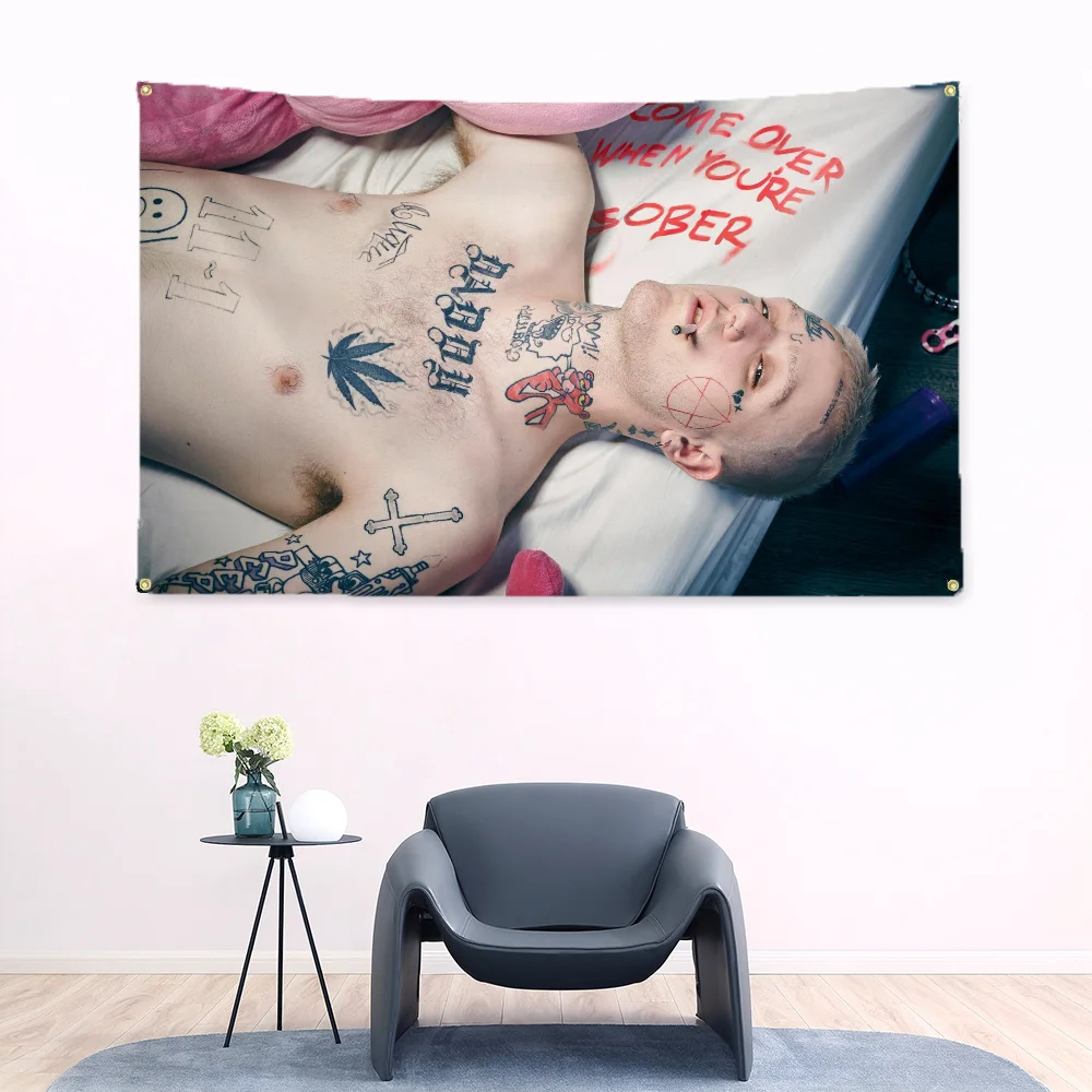 Lil Peep Room Deco Wallart Tapestry Outdoor Decor Hip Hop Home Garden Flags for Bedrooms Custom Flag to Hang Fall Decoration