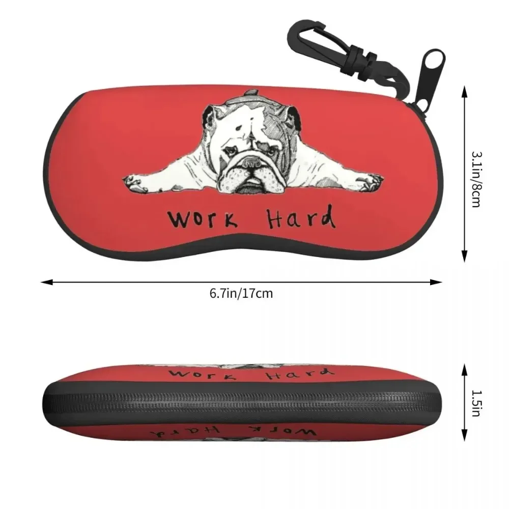 Funny French Bulldog Hard Work Shell Eyeglasses Case Women Men Cool Cute Dog Puppy Glasses Case Sunglasses Box Pouch