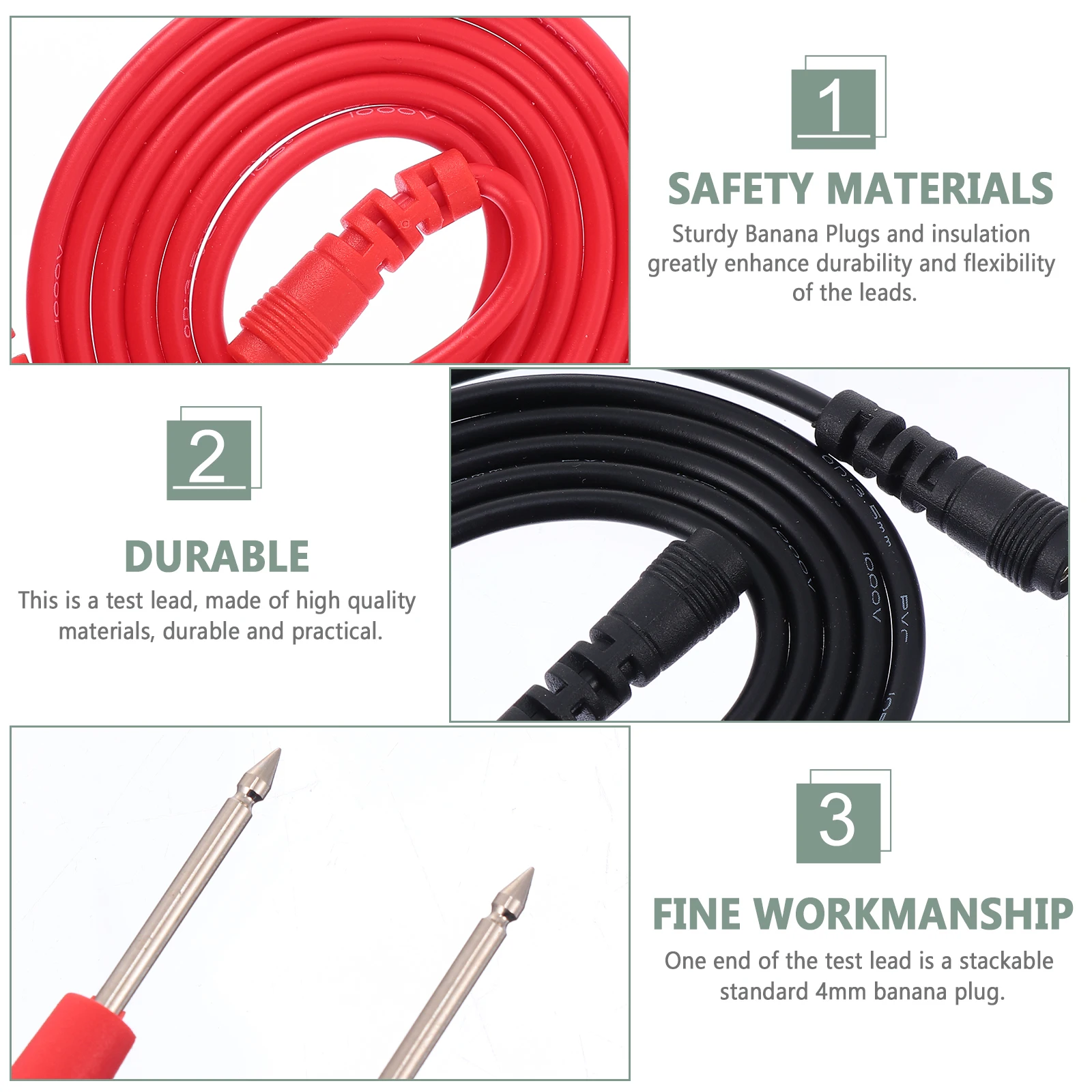 

PVC Insulated Multimeter Test Leads Line Copper Banana Plug Electronics Industrial Automotive High Quality Durable Testing