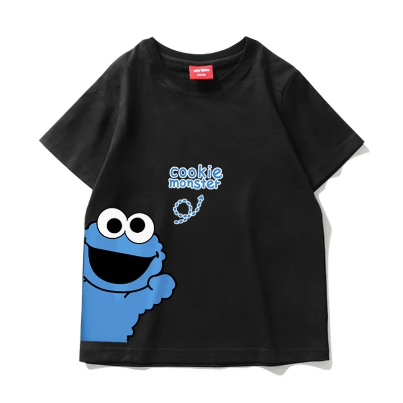 الأصلي العصرية العلامة التجارية الأطفال لطيف شارع سمسم الطفل قصيرة الأكمام تي شيرت الفتيات الفتيان الإنترنت المشاهير 100% قطنية عالية الجودة