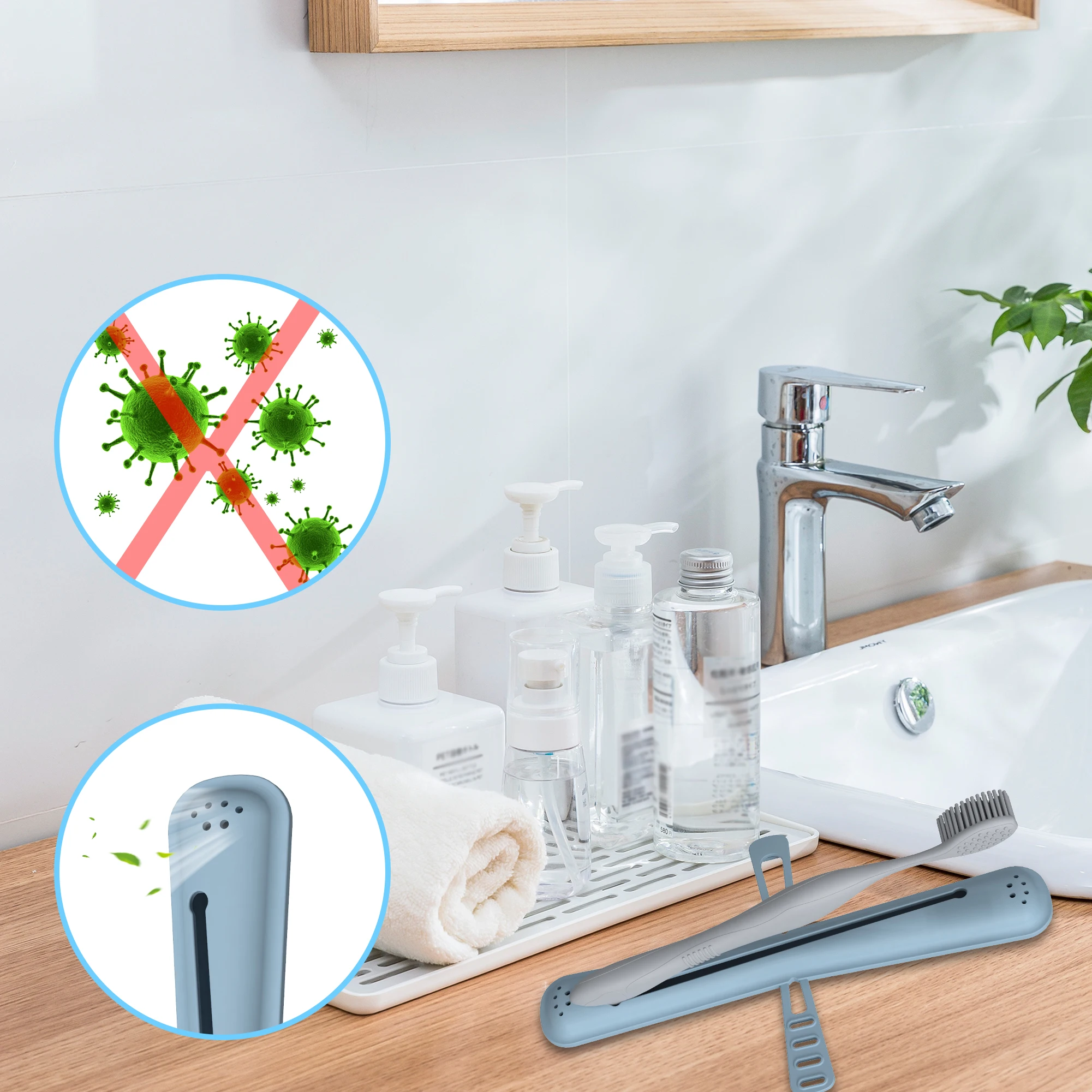 2 in 1 Silicone Toothpaste Toothbrush Protect Holder Case Travel Camping Storage Box Protect Toothbrush from Dirt and Damage