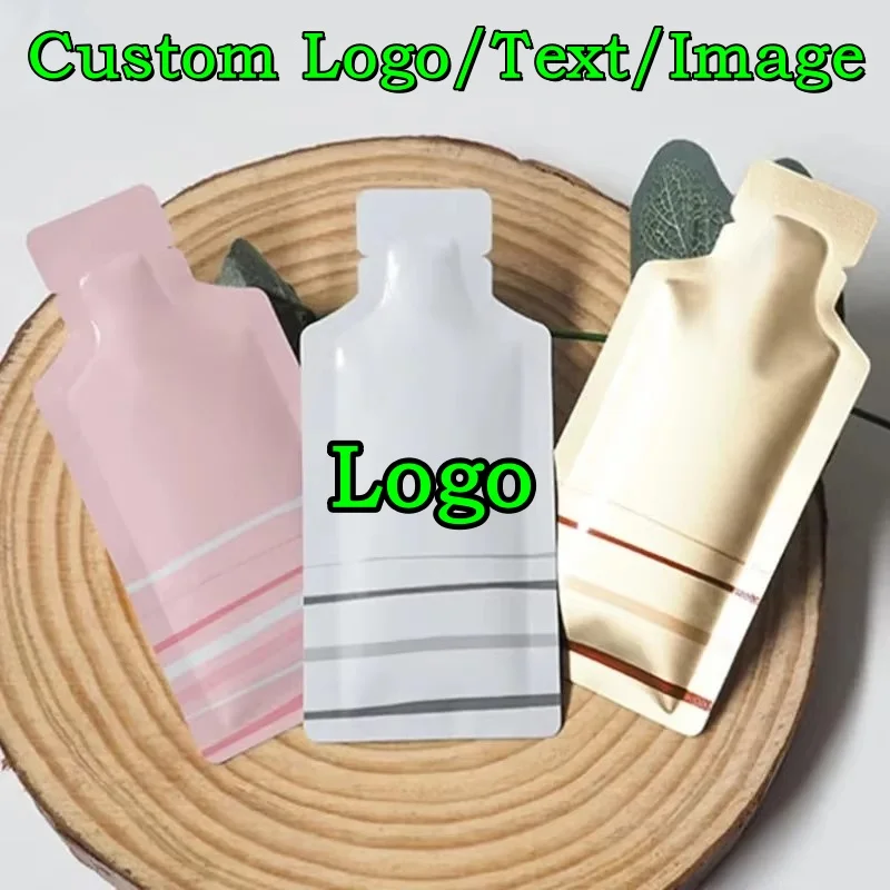 

300PCS Thick Bottle Shape Aluminum Foil Open Top Bag DIY Logo Brand Matcha Tea Honey Cream Liquid Heat Sealing Packaging Pouches