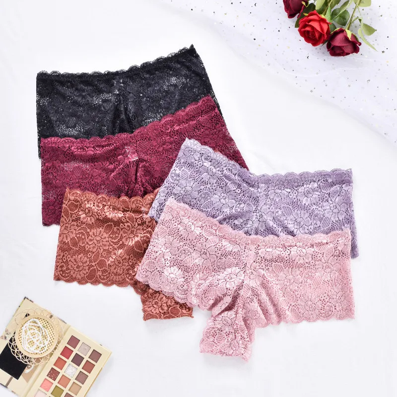 3Pcs Fashionable And Sexy Women's Lace Medium Length Panties T-shaped Panties Triangle Pants Women's Close Fitting Underwear Bra