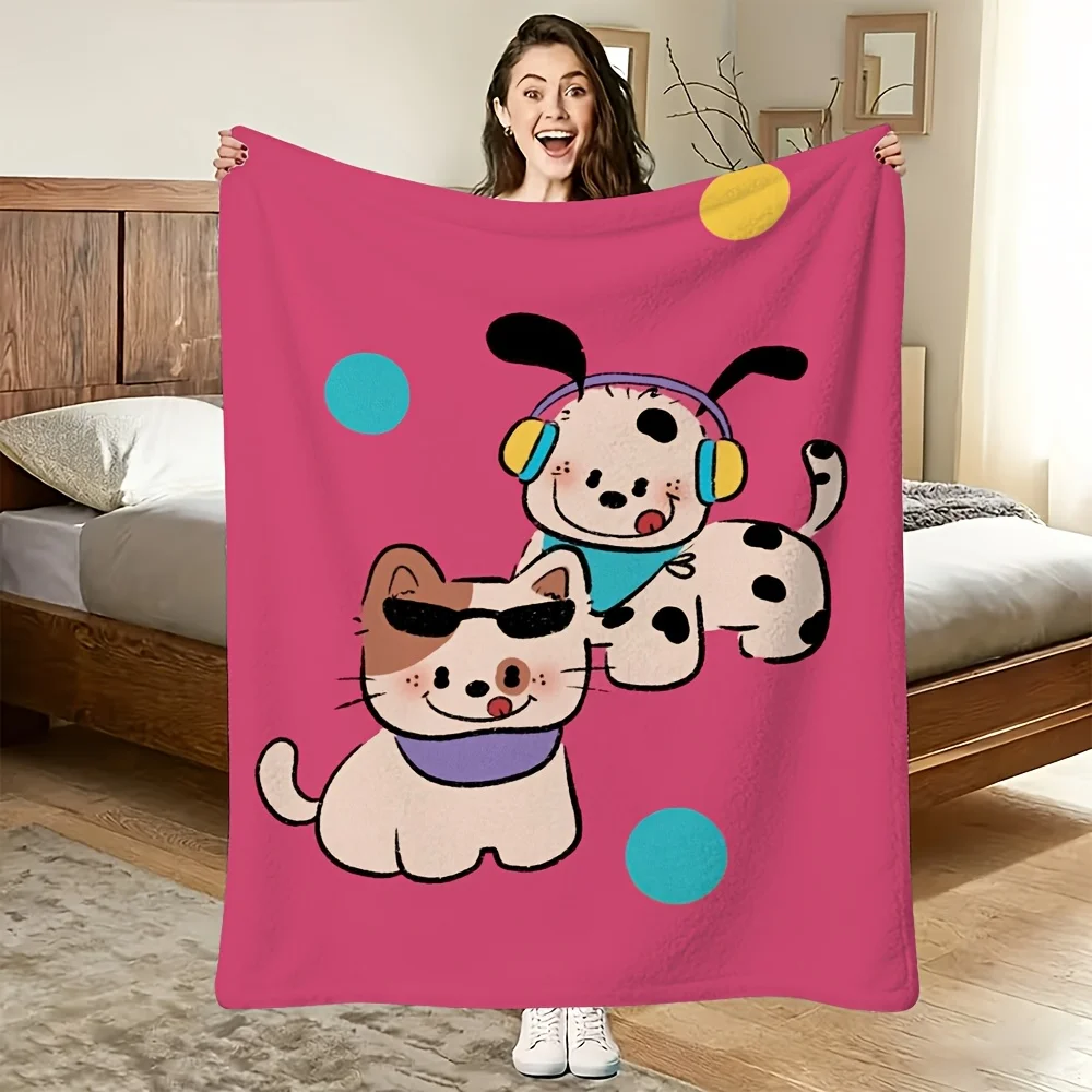 

Ultra Soft Puppy Dog Cartoon Pink Throw Blanket Cozy Plush Gift for Girl Nursery Bedroom Decor Seasonal Home Accent