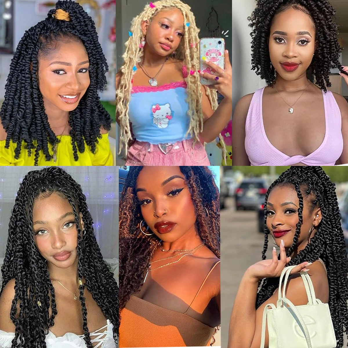 Kinky Twist Marley Braiding Crochet Hair 16/24Inch Synthetic Pre-Separated Springy  Afro Twist Hair For Faux Locs Marley Braid