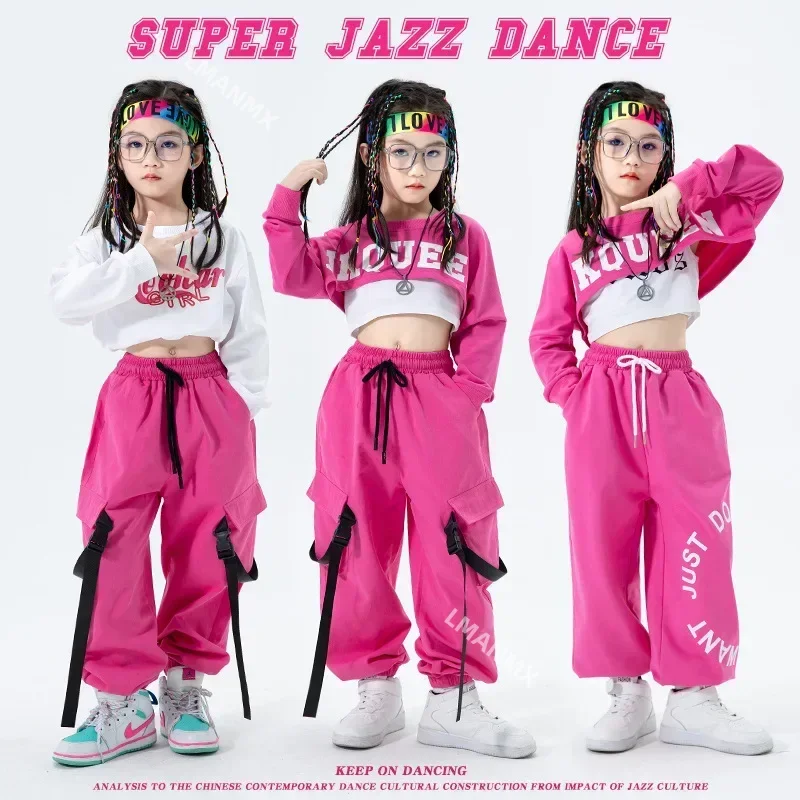 Girls Jazz Dance Performance Dress Girls Hip-hop Suit Cool Belly Button Exposed Clothing Children's Hip-hop Fashion Clothes 2023