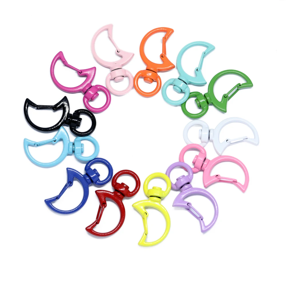 

10Pcs Moon Shape Lobster Clasp Carabiner Clip Swivel Trigger Dog Buckle KeyRing KeyHooks Retaining Ring DIY Keychain Accessories