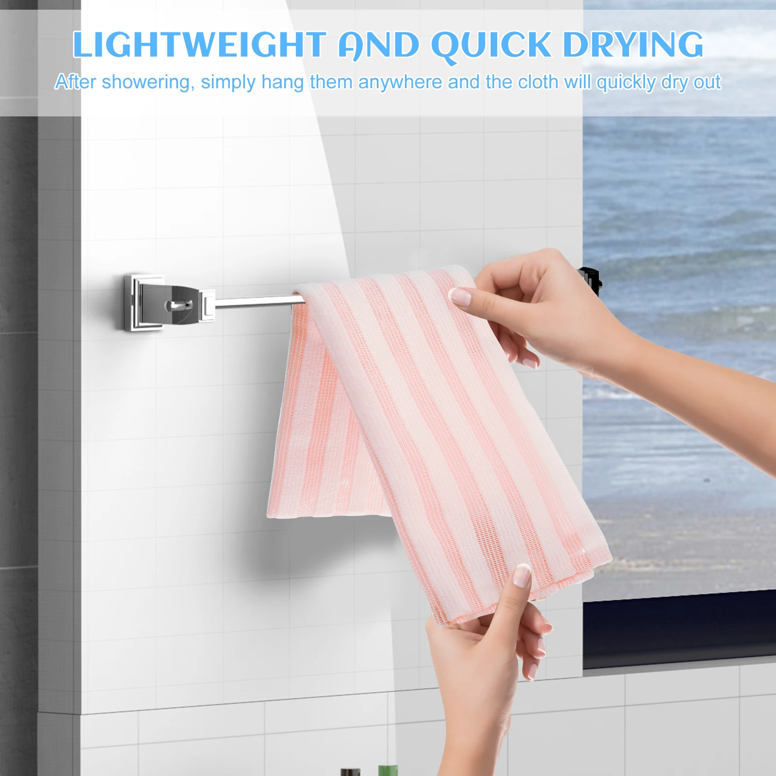 4Pcs Japanese Rubbing Washcloth Exfoliating Shower Back Towel Brush Bathroom Beauty Skin Body Back Scrubber Fast Drying