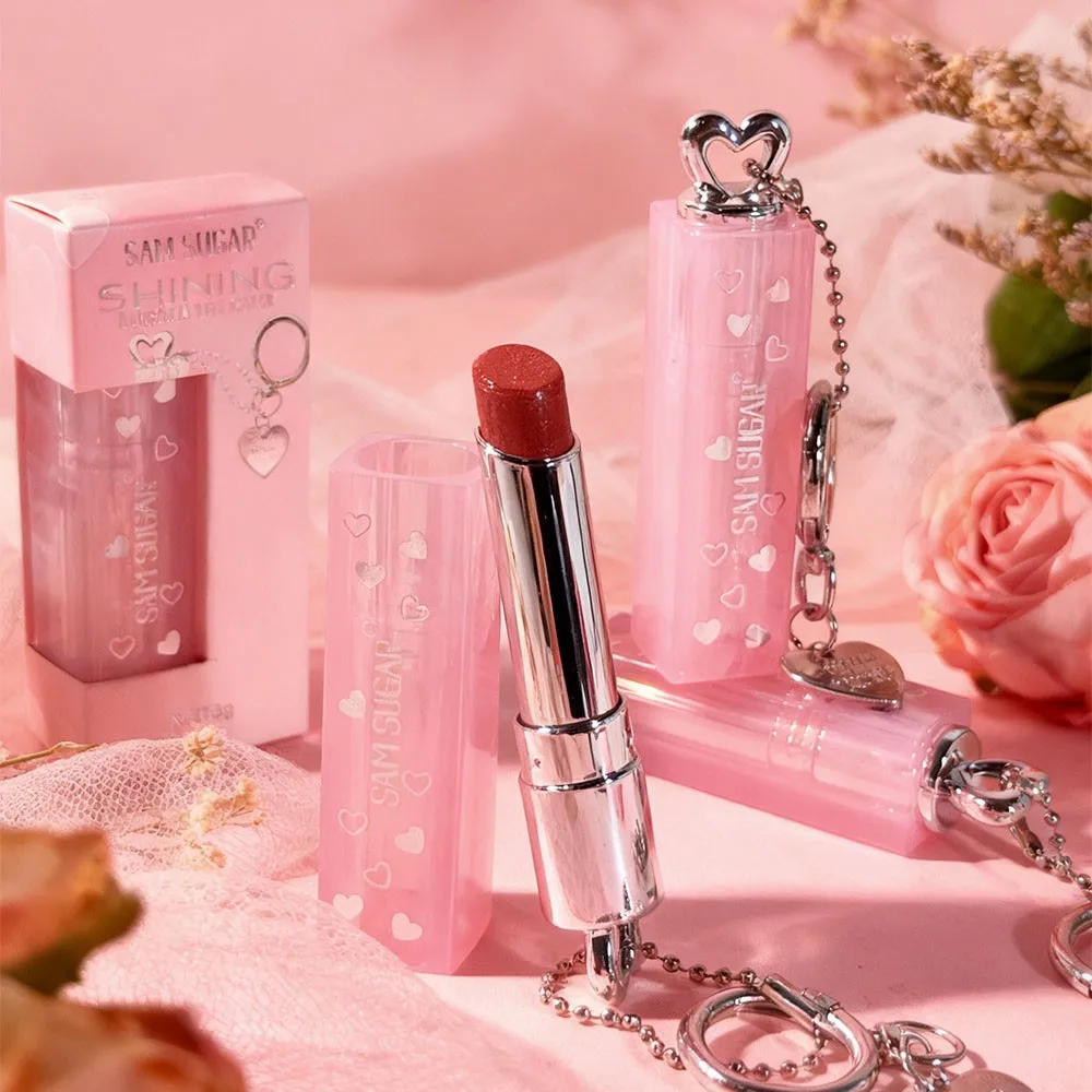 Pearl Love Anhänger Funkelnder Samt-Lippenstift, Metall, wasserdicht, langlebig, matt, Diamant-Lippenstift, Damenkosmetik