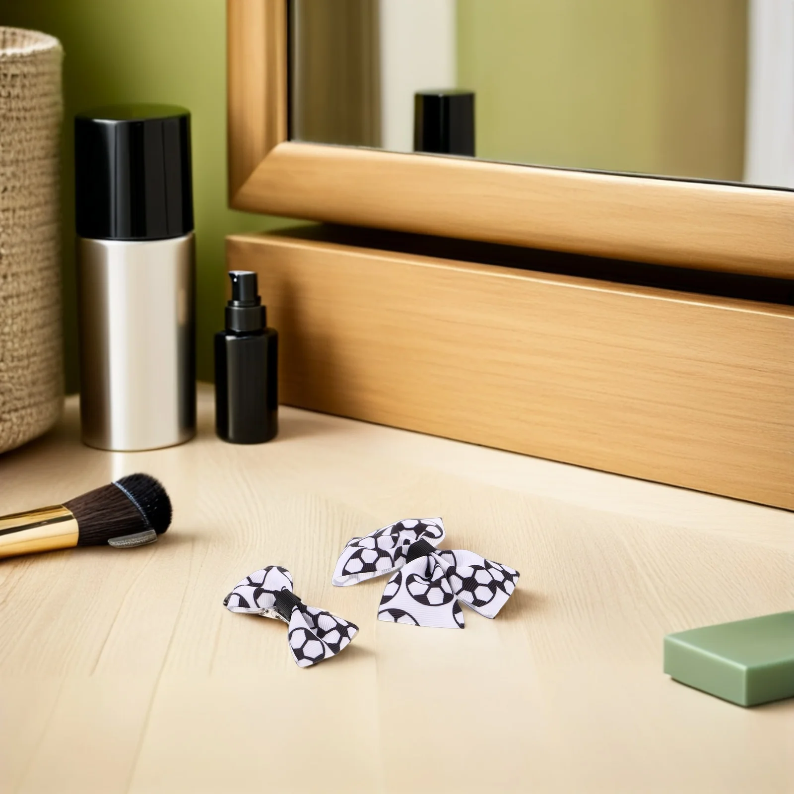 

12Pcs Hair Clips Football Soccer Bows Black White Sports Theme Hairgrip Bow Clips for Girls Women Soccer Team Party Supplies