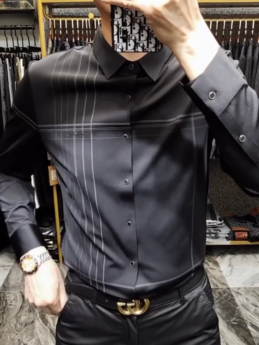 

Casual Slim Fit Long Sve irt Men's Cheered Busin irt Faionable Urban Sle Youth Autumn Faion No Ironing Requ...