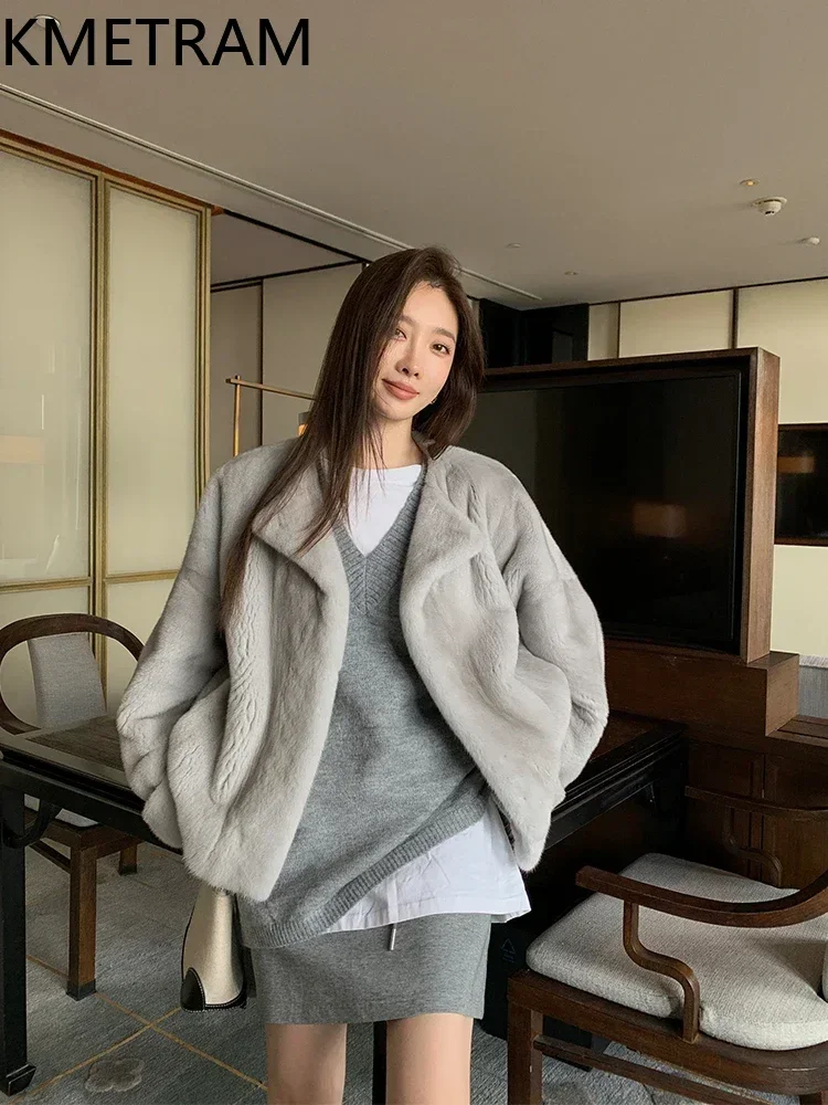 Naturalne futro z norek Kobiety Luksusowa kurtka futrzana w stylu koreańskim Zima Nowość w odzieży wierzchniej Wysokiej jakości odzież damska 2024 Fourrure