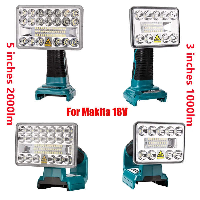 

Newest 18V LED Flashlight Indoor Outdoors Spotlight Work Light for Makita BL1430 BL1830 Lithium Battery USB Outdoor Lighting