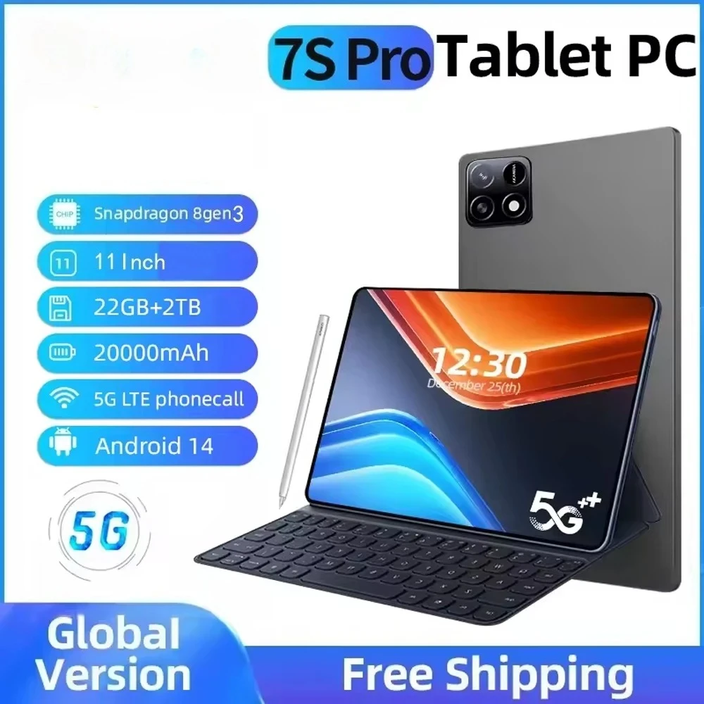 2025 Nieuwe Originele Pad 7s pro Tabletten Android 14 22 GB + 2 TB Global Edition Tab 20000 mAh 5G Dual SIM kids Tablet PC Met toetsenbord