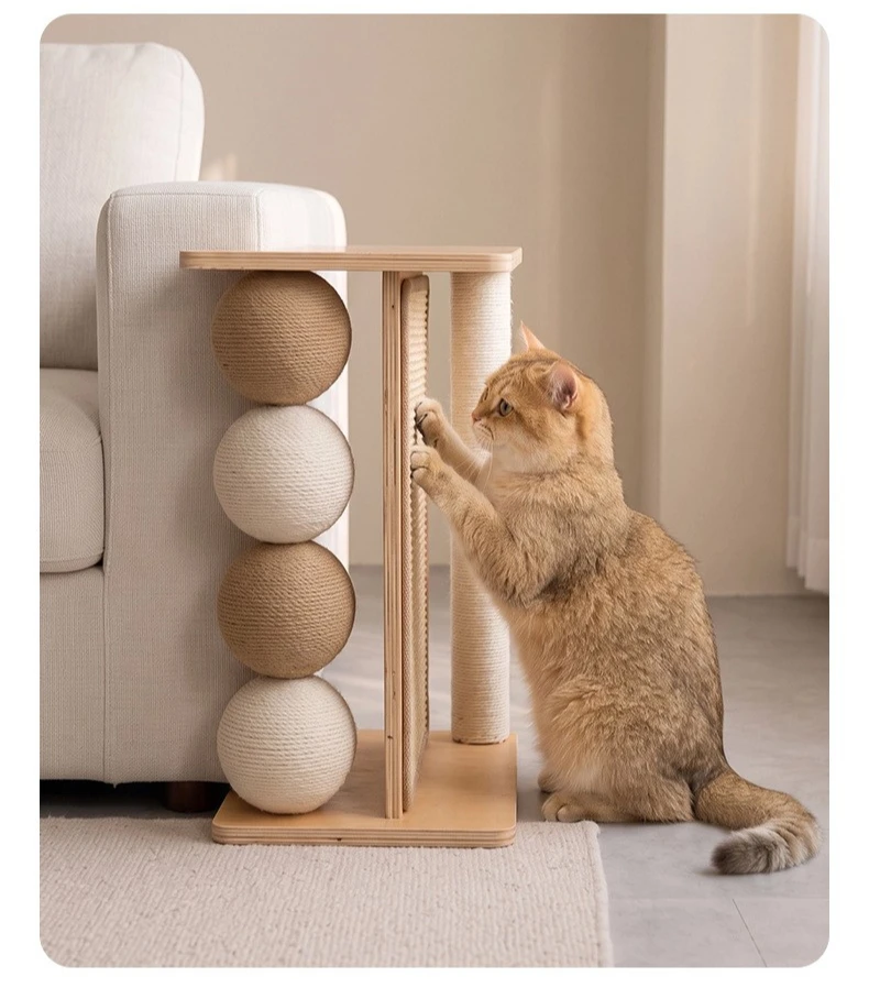 Sofa Corner Cat Scratching Post Couch Protector Sisal Scratcher Board Solid Wood Cat Scratchers Indoor Side Table Cats Furniture