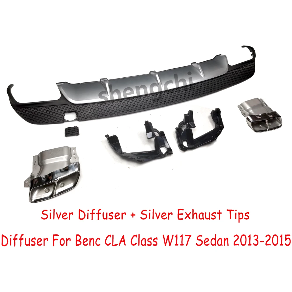 W117 Rear Bumper Diffuser & Exhaust Tips for Mercedes Benz CLA Class W117 CLA180 CLA200 CLA250 CLA220 CLA45 AMG Sport 2013-2015