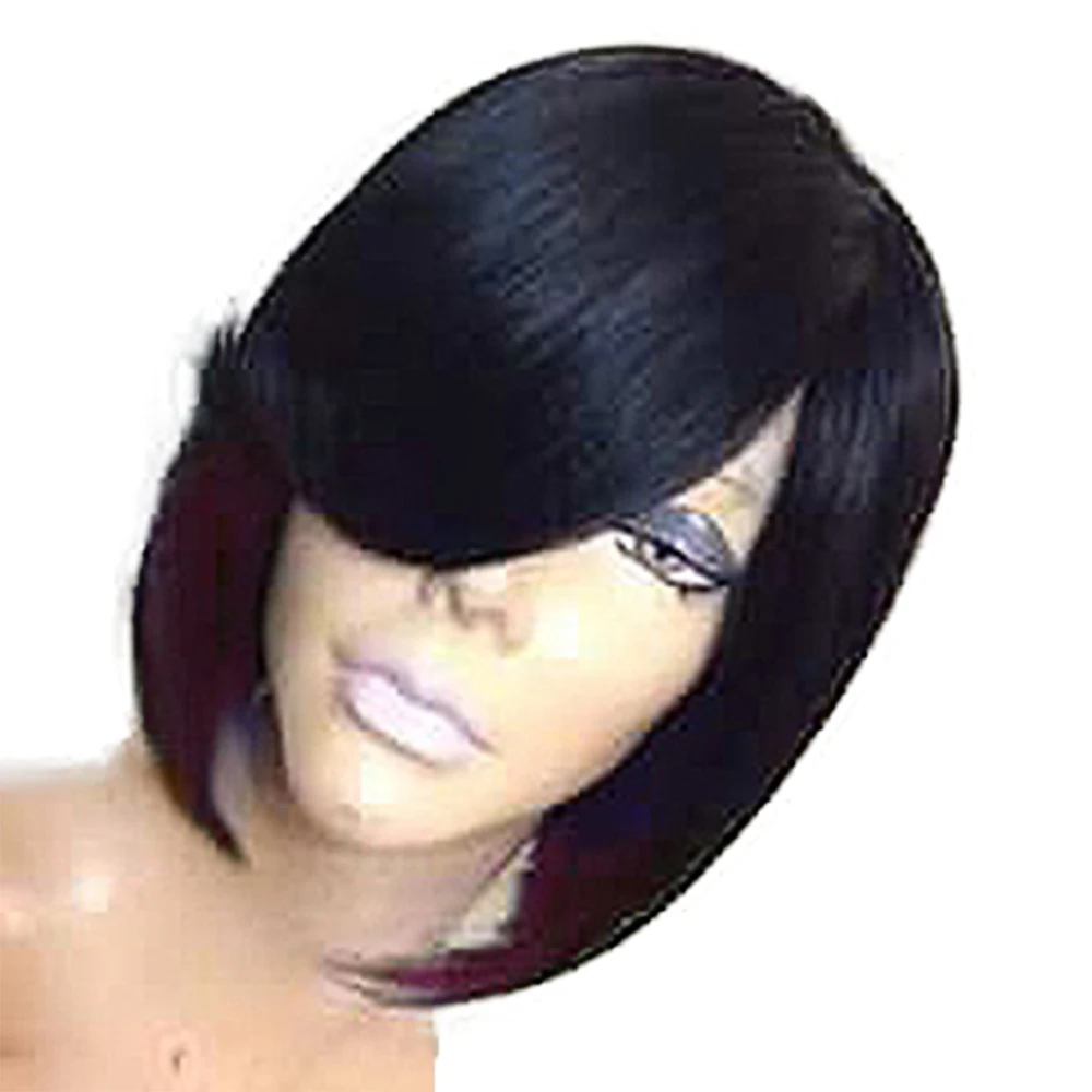 10 Inch Curly Wig Synthetic Black Mixed With Rose Red Wig Hair For Women Suitable For Women's Daily Use Weddings Music Festival - Image 2