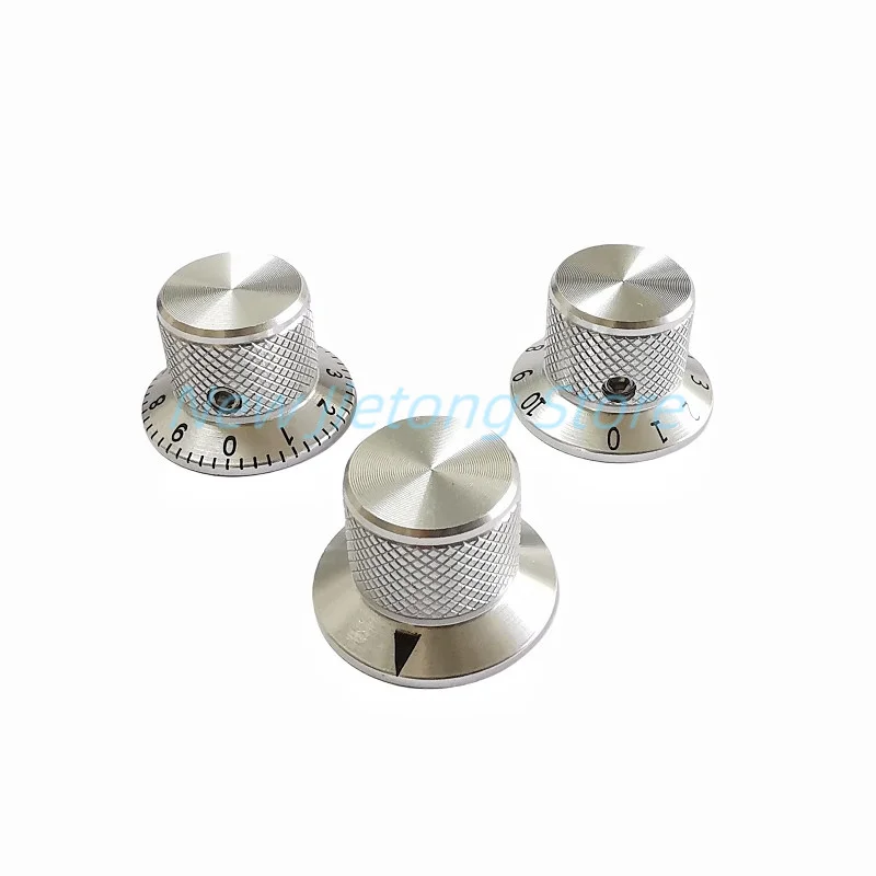 2pcs 25x17mm Aluminum Alloy Potentiometer Switch Contral Caps Volume Audio Electric Guitar Bass Knobs Screw Type Silver Color