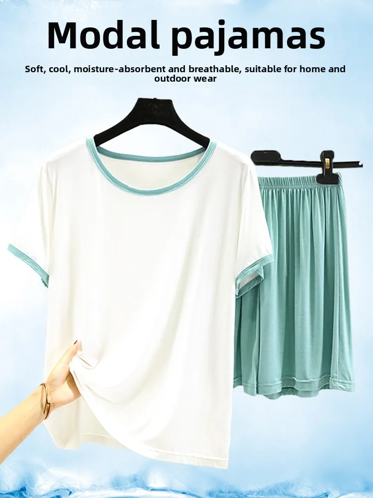 

White Modal ort Sve T-irt Women Summer Thin Home Clothes Casual Can Wear Outdoors plus Size Spwear orts Set